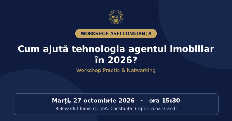 Cum ajută tehnologia agentul imobiliar în 2026? Workshop Practic & Networking